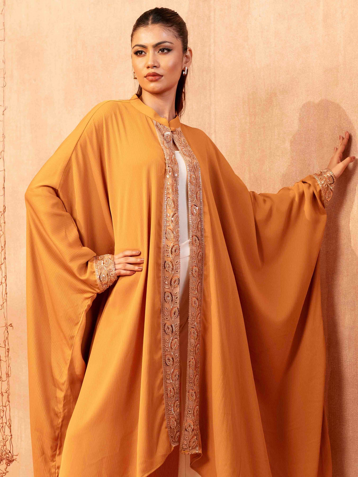 Burnt orange female cover up dress