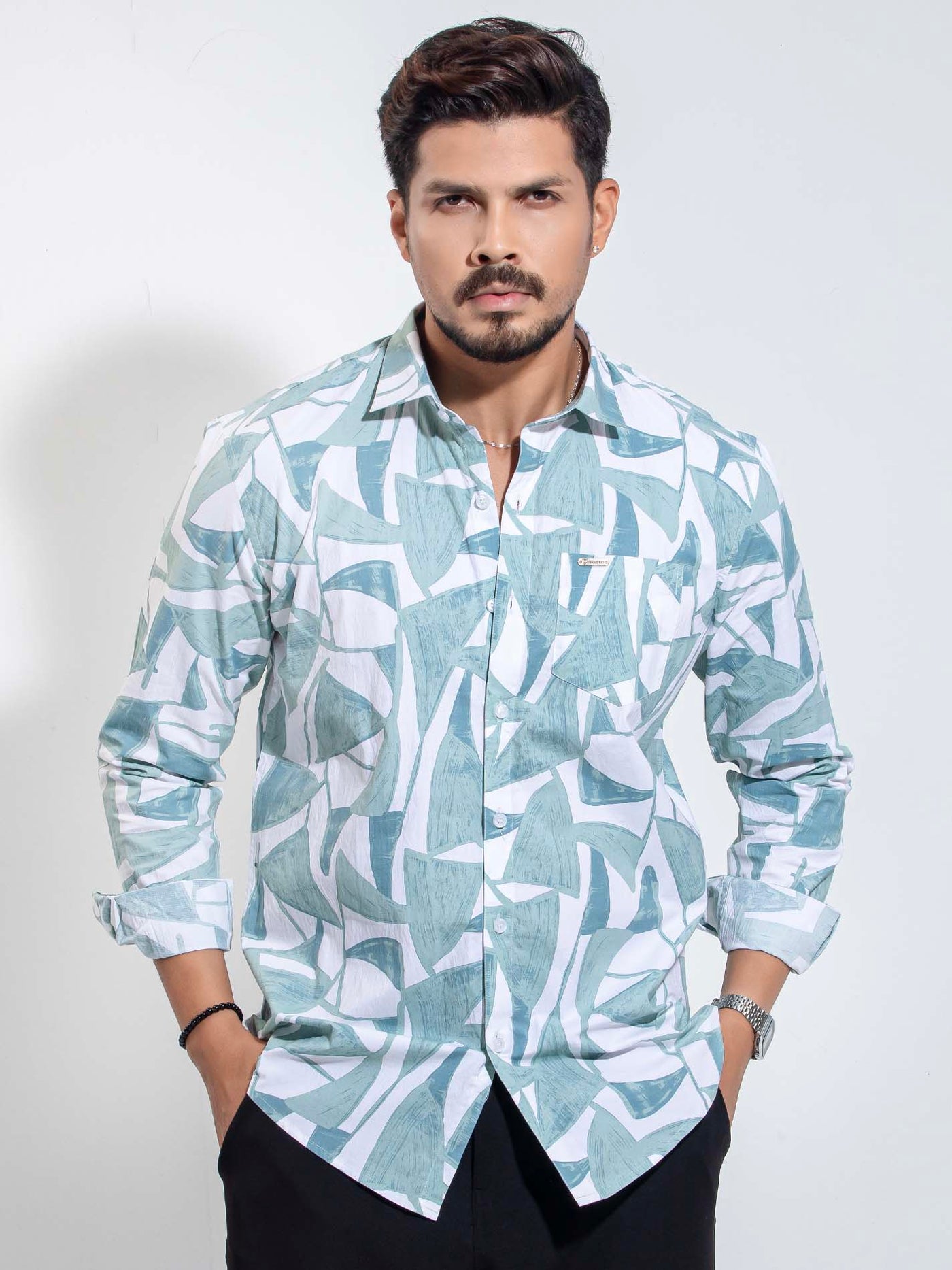 Paste White Printed Viscos Premium Full sleeve Shirt