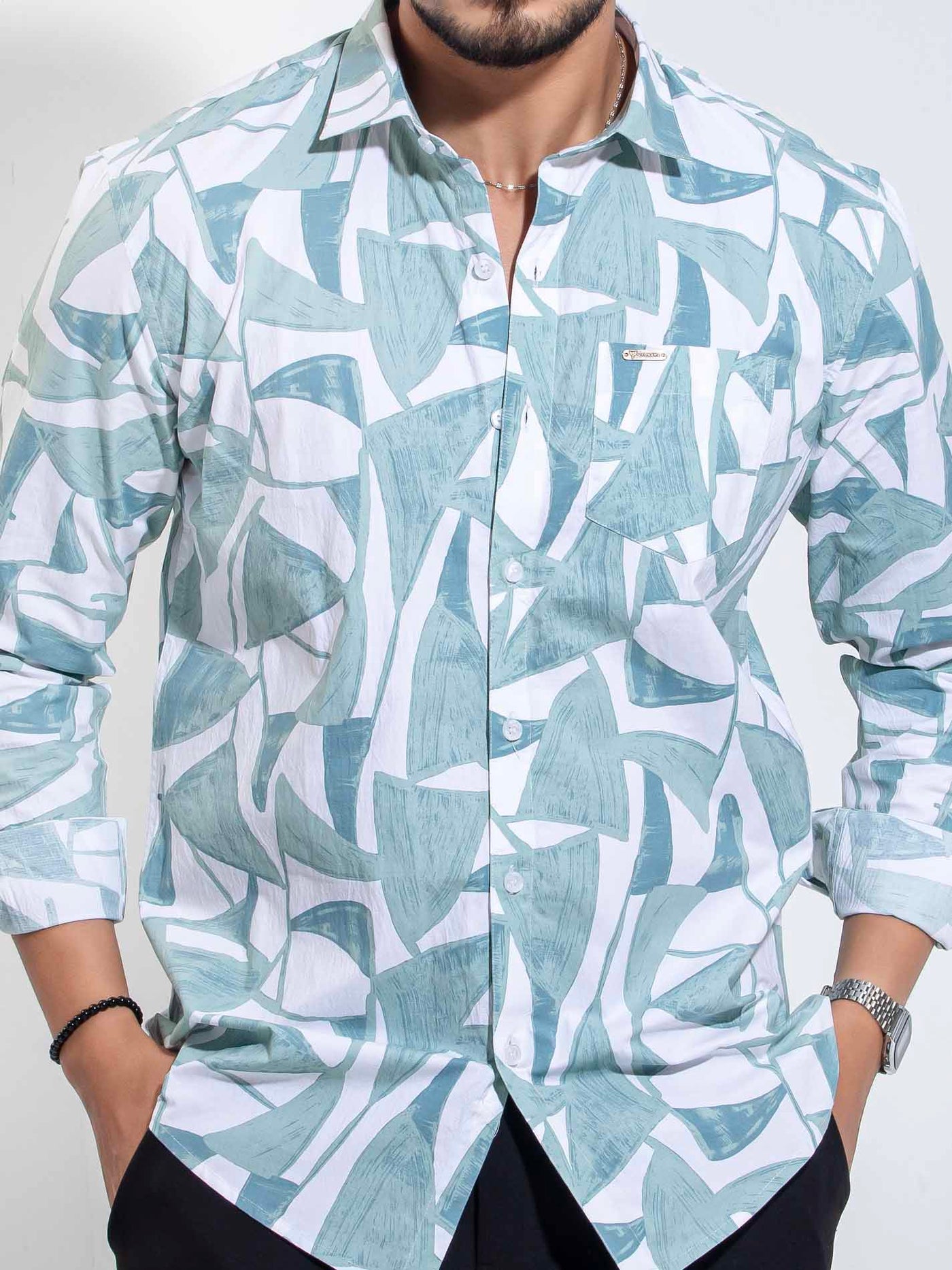 Paste White Printed Viscos Premium Full sleeve Shirt