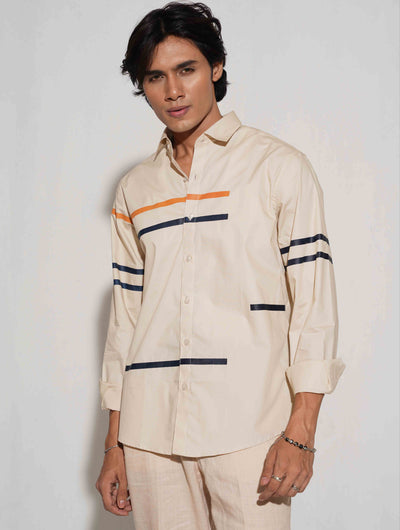 Cream chest stripe contrast full sleeve