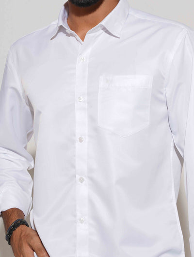 White solid cotton full sleeve shirt