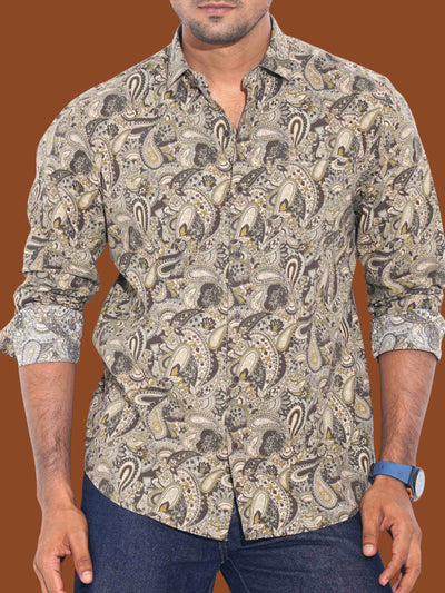 Dark Olive - Base Sankha Printed Premium Full sleeve Shirt