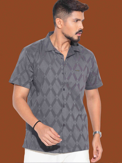 Gray texture fancy cotton havana shirt