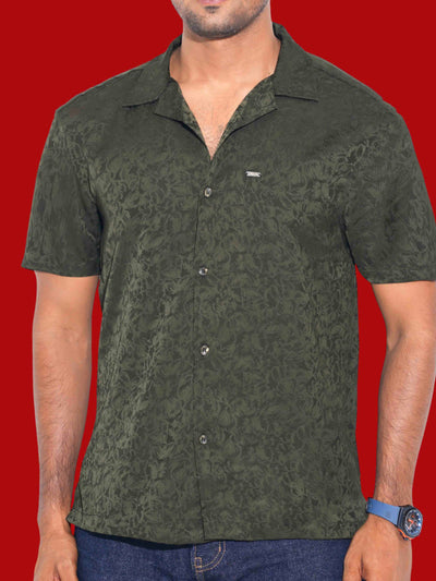 Dark olive Black printed havana shirt
