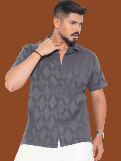 Gray texture fancy cotton havana shirt