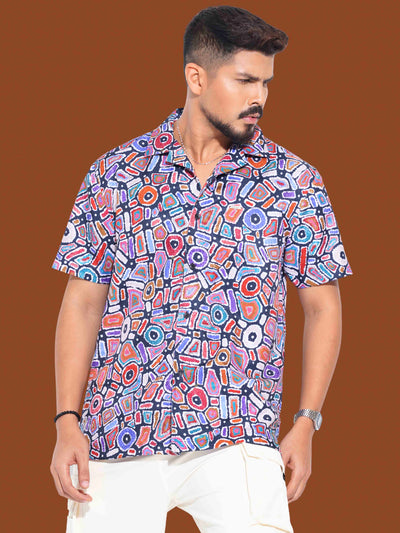 Orange Blue blob printed havana shirt
