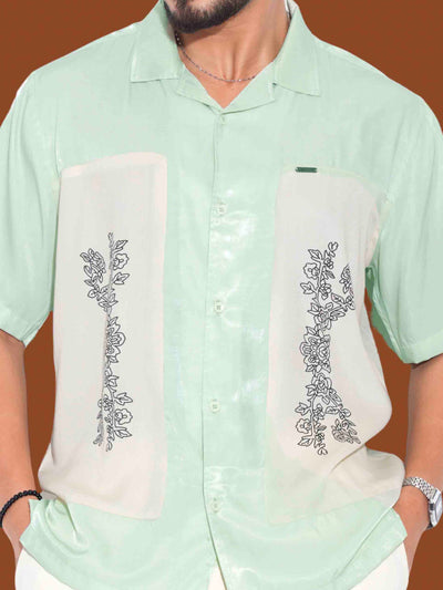 Paste color cream embroidey design premium havana shirt