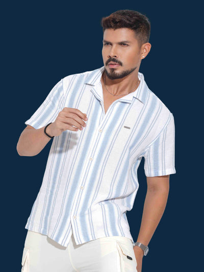 Sky white stripe Remi cotton havana shirt
