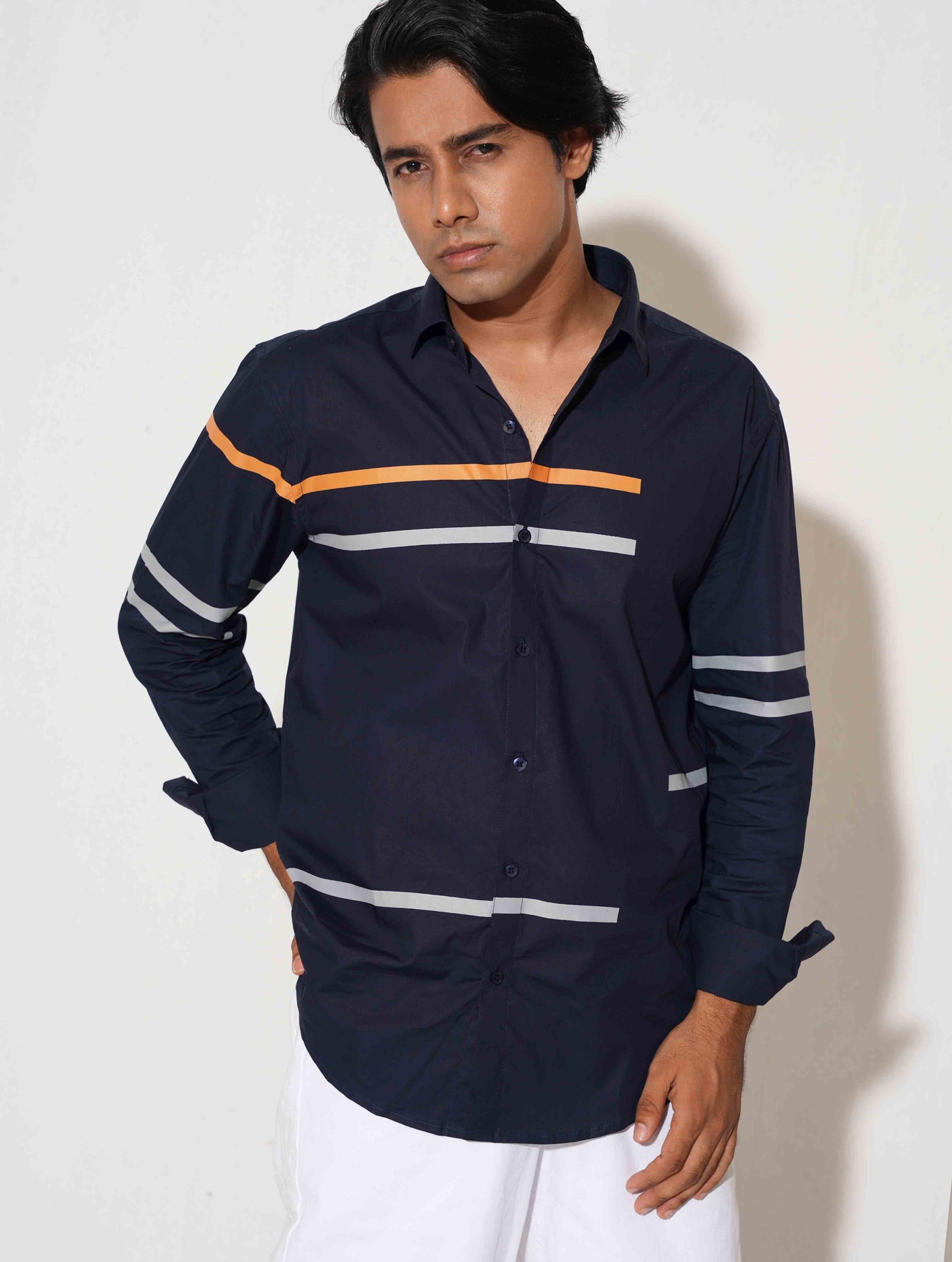 Blue chest stripe contrast full sleeve