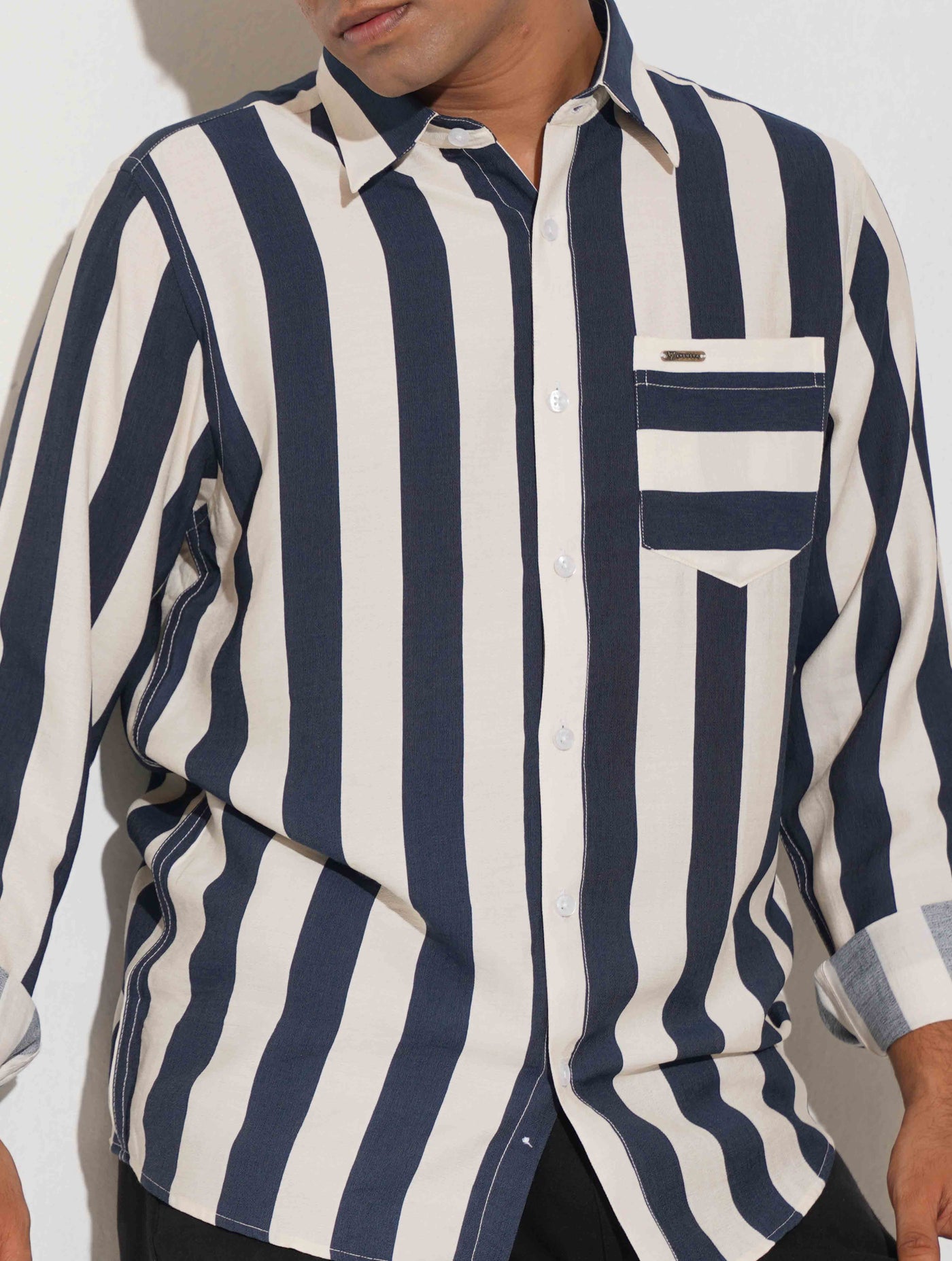 Blue and white stripe full sleeve shirt