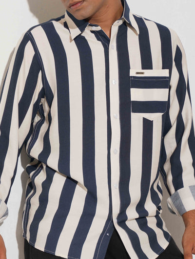 Blue and white stripe full sleeve shirt