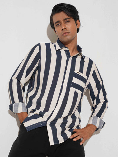 Blue and white stripe full sleeve shirt