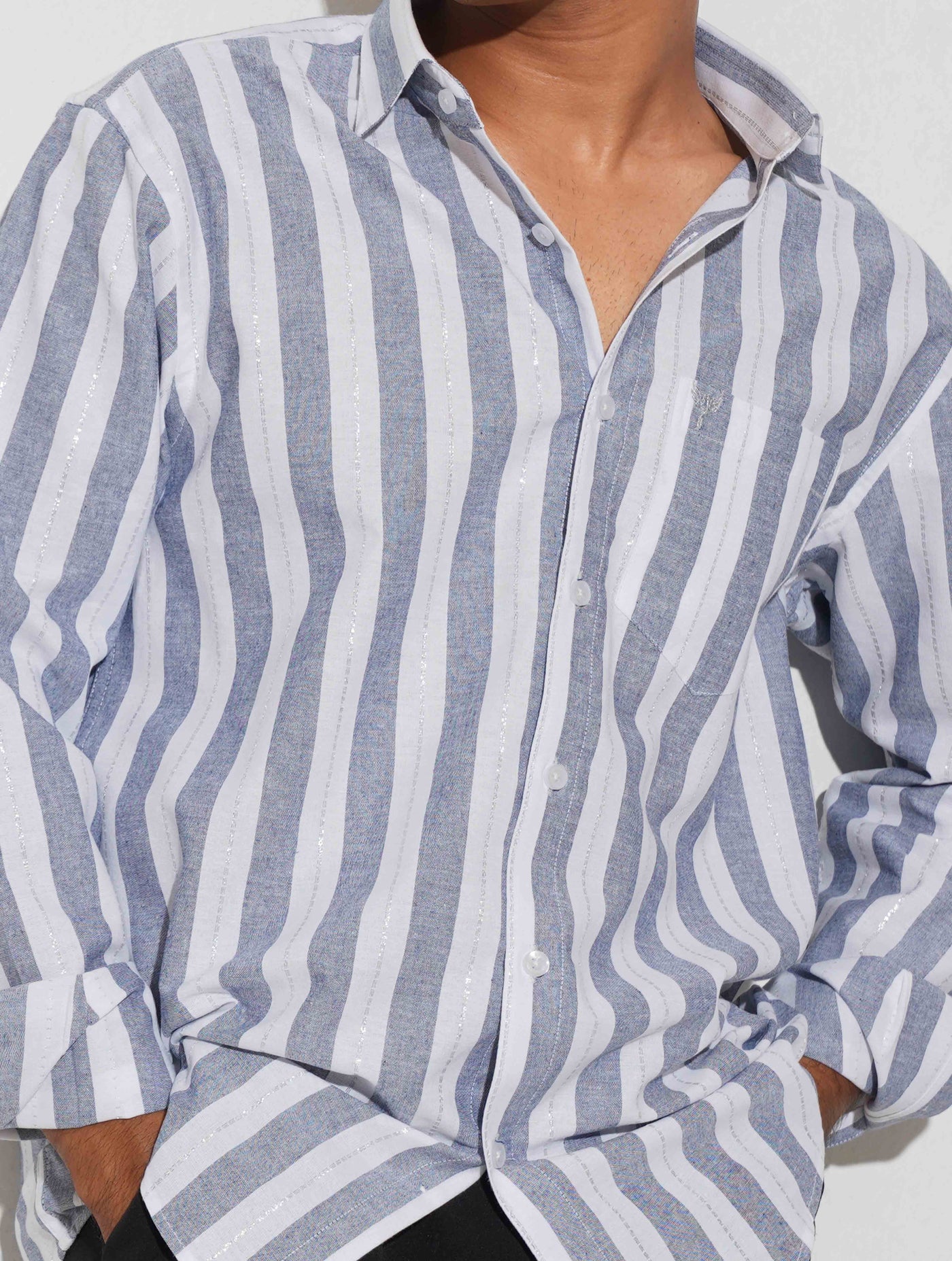 White and sky stripe full sleeve