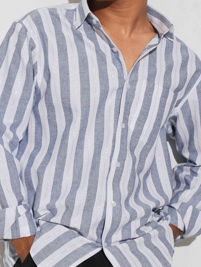 White and sky stripe full sleeve