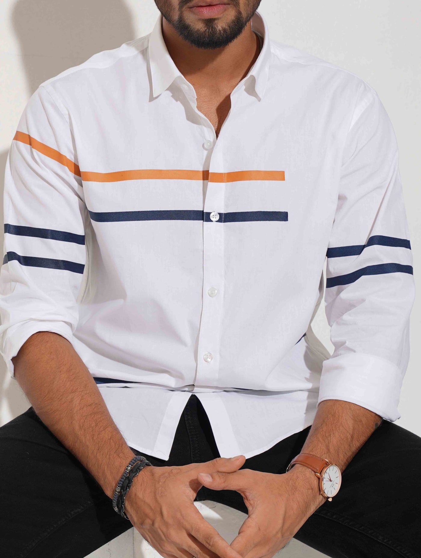 White chest stripe contrast full sleeve