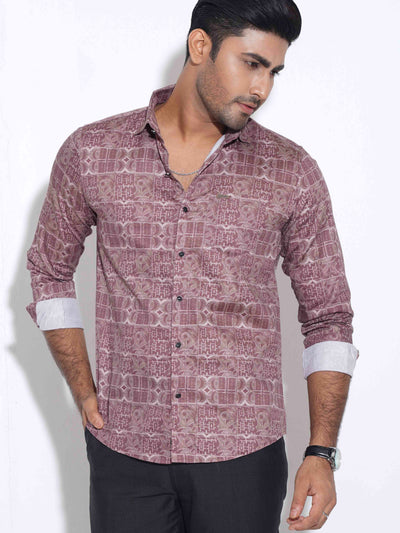 Deep Maroon Printed Premium Full sleeve Shirt