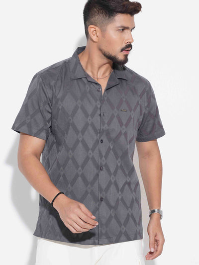 Gray texture fancy cotton havana shirt
