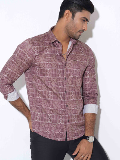 Deep Maroon Printed Premium Full sleeve Shirt