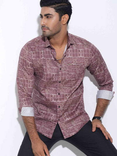 Deep Maroon Printed Premium Full sleeve Shirt