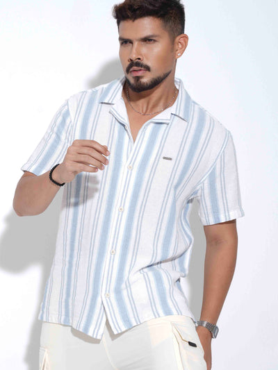 Sky white stripe Remi cotton havana shirt