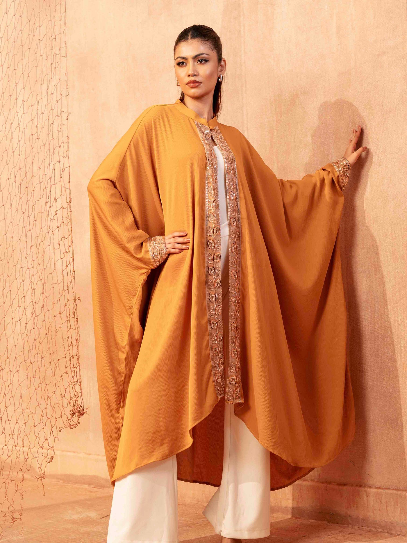 Burnt orange female cover up dress